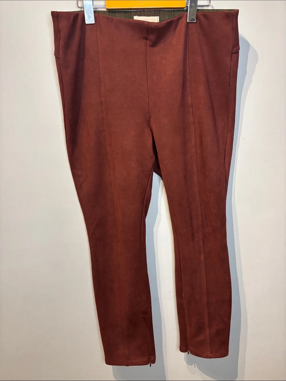 Anthropologie Faux Suede Burgundy Leggings - Picture 2 of 6